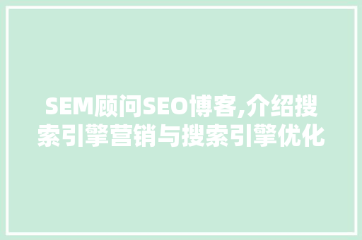 SEM顾问SEO博客,介绍搜索引擎营销与搜索引擎优化的奥秘