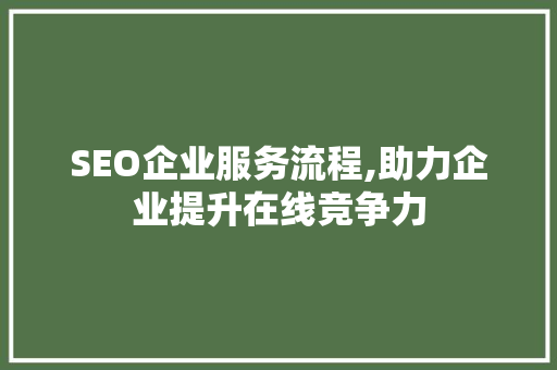 SEO企业服务流程,助力企业提升在线竞争力