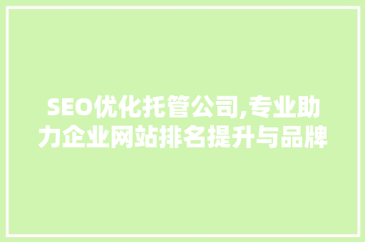 SEO优化托管公司,专业助力企业网站排名提升与品牌形象塑造