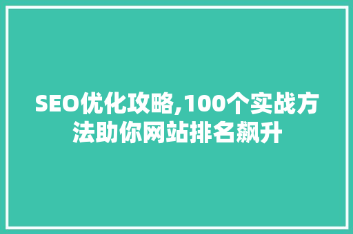 SEO优化攻略,100个实战方法助你网站排名飙升