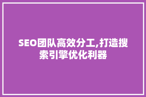 SEO团队高效分工,打造搜索引擎优化利器