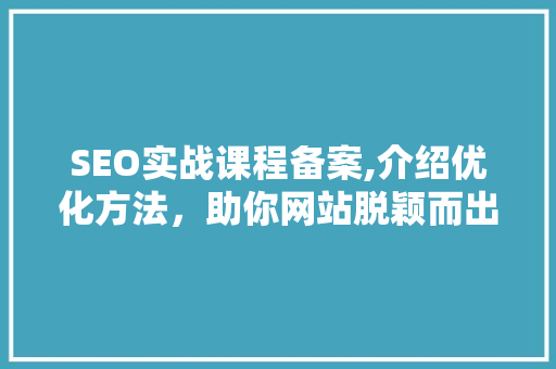 SEO实战课程备案,介绍优化方法，助你网站脱颖而出