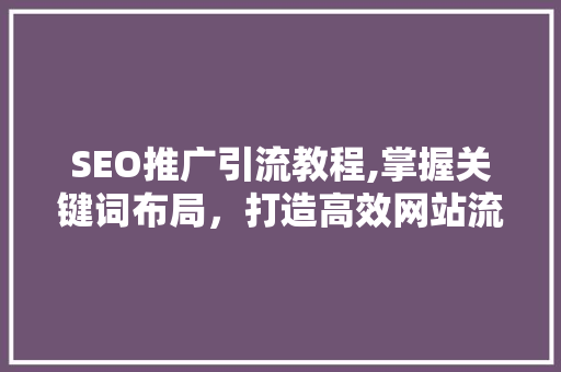 SEO推广引流教程,掌握关键词布局，打造高效网站流量