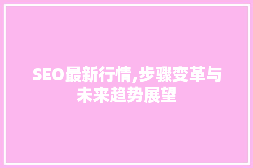 SEO最新行情,步骤变革与未来趋势展望