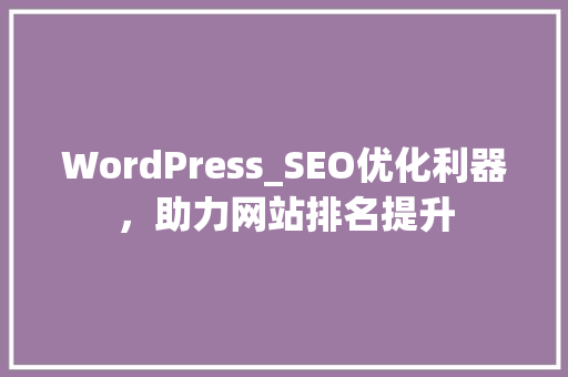 WordPress_SEO优化利器，助力网站排名提升