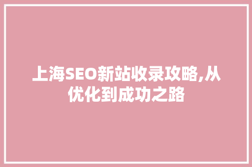 上海SEO新站收录攻略,从优化到成功之路