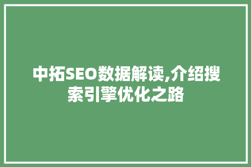 中拓SEO数据解读,介绍搜索引擎优化之路