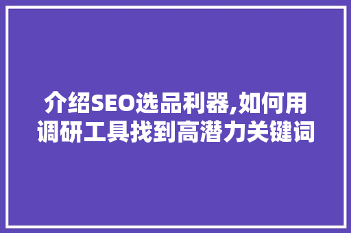 介绍SEO选品利器,如何用调研工具找到高潜力关键词