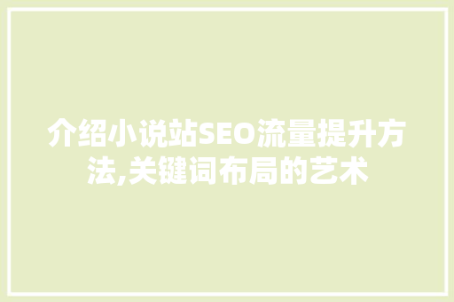 介绍小说站SEO流量提升方法,关键词布局的艺术