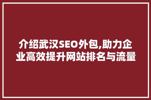 介绍武汉SEO外包,助力企业高效提升网站排名与流量