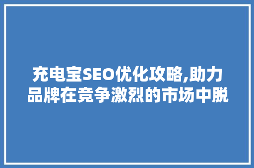 充电宝SEO优化攻略,助力品牌在竞争激烈的市场中脱颖而出