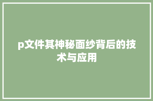 p文件其神秘面纱背后的技术与应用