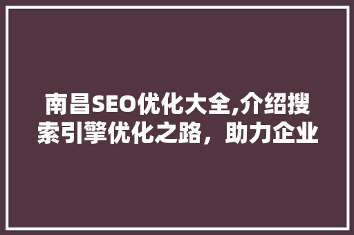 南昌SEO优化大全,介绍搜索引擎优化之路，助力企业网站腾飞