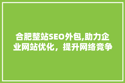 合肥整站SEO外包,助力企业网站优化，提升网络竞争力