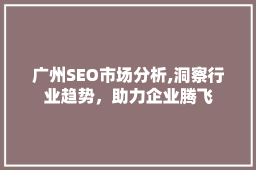 广州SEO市场分析,洞察行业趋势，助力企业腾飞