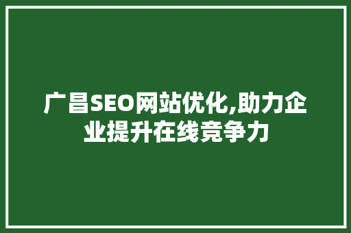 广昌SEO网站优化,助力企业提升在线竞争力