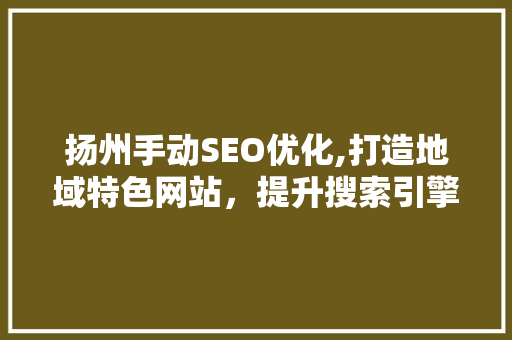 扬州手动SEO优化,打造地域特色网站，提升搜索引擎排名