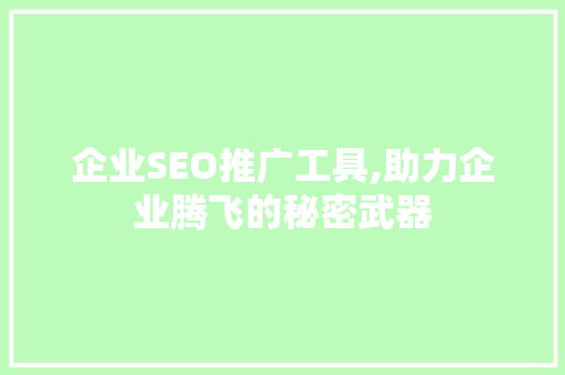 企业SEO推广工具,助力企业腾飞的秘密武器