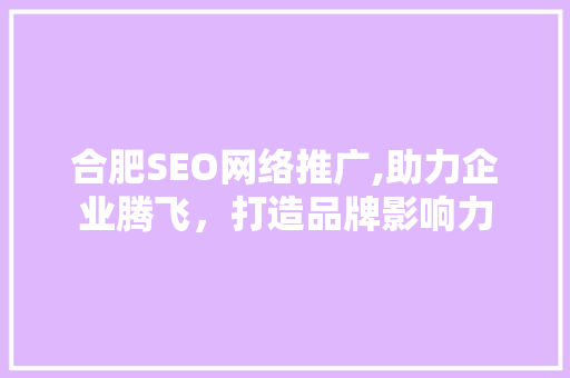 合肥SEO网络推广,助力企业腾飞，打造品牌影响力