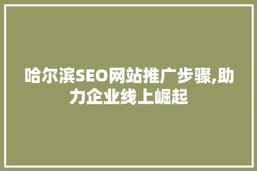 哈尔滨SEO网站推广步骤,助力企业线上崛起