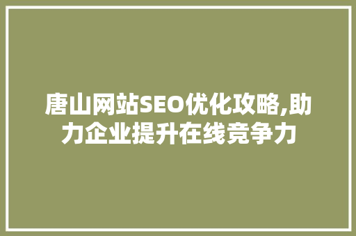 唐山网站SEO优化攻略,助力企业提升在线竞争力