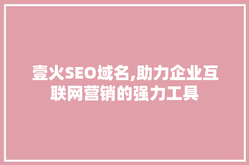壹火SEO域名,助力企业互联网营销的强力工具