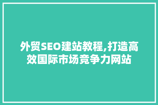 外贸SEO建站教程,打造高效国际市场竞争力网站