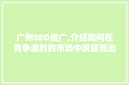 广州SEO推广,介绍如何在竞争激烈的市场中脱颖而出
