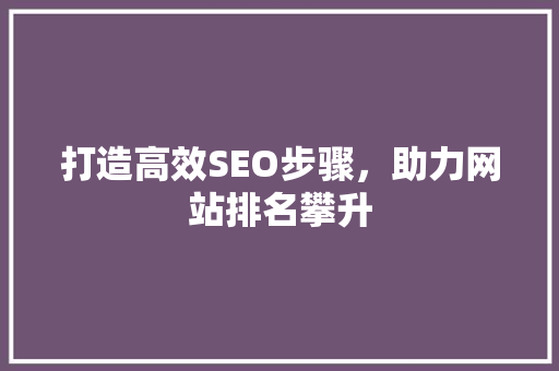 打造高效SEO步骤，助力网站排名攀升