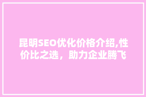 昆明SEO优化价格介绍,性价比之选，助力企业腾飞