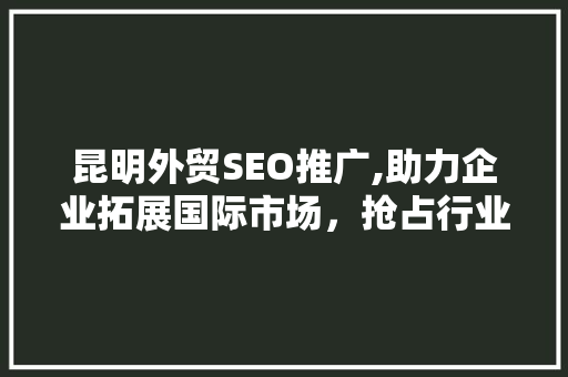 昆明外贸SEO推广,助力企业拓展国际市场，抢占行业制高点