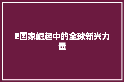 E国家崛起中的全球新兴力量