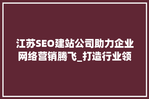 江苏SEO建站公司助力企业网络营销腾飞_打造行业领先品牌之路