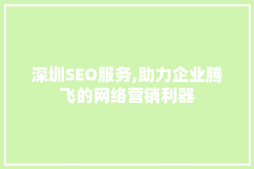 深圳SEO服务,助力企业腾飞的网络营销利器