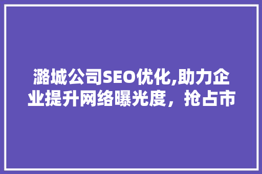 潞城公司SEO优化,助力企业提升网络曝光度，抢占市场先机