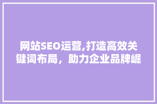 网站SEO运营,打造高效关键词布局，助力企业品牌崛起