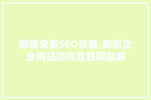聊城免费SEO诊断,助您企业网站迈向互联网巅峰