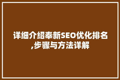 详细介绍奉新SEO优化排名,步骤与方法详解