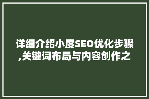 详细介绍小度SEO优化步骤,关键词布局与内容创作之路
