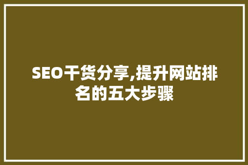 SEO干货分享,提升网站排名的五大步骤
