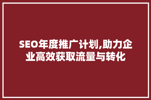SEO年度推广计划,助力企业高效获取流量与转化