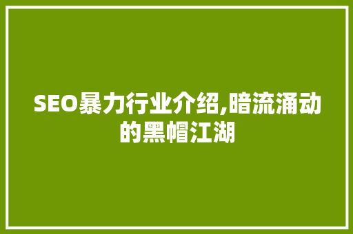 SEO暴力行业介绍,暗流涌动的黑帽江湖