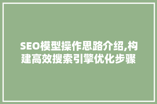 SEO模型操作思路介绍,构建高效搜索引擎优化步骤