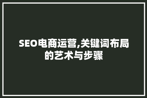 SEO电商运营,关键词布局的艺术与步骤