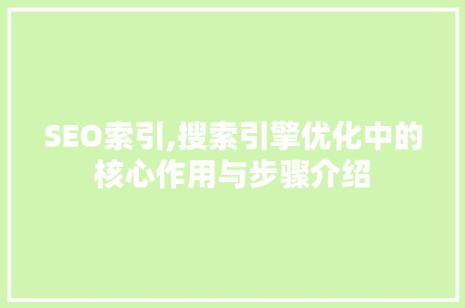 SEO索引,搜索引擎优化中的核心作用与步骤介绍