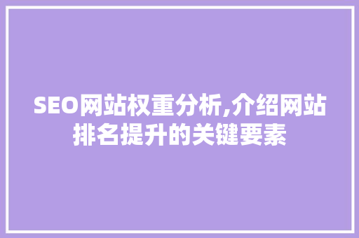 SEO网站权重分析,介绍网站排名提升的关键要素