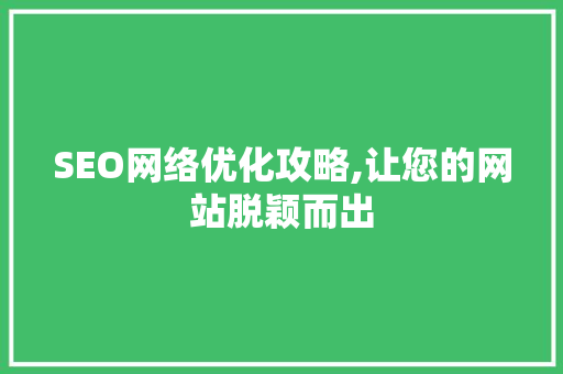 SEO网络优化攻略,让您的网站脱颖而出