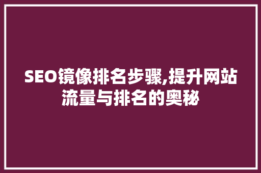 SEO镜像排名步骤,提升网站流量与排名的奥秘