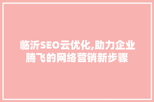 临沂SEO云优化,助力企业腾飞的网络营销新步骤