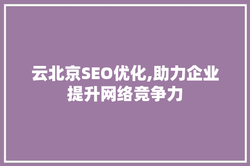 云北京SEO优化,助力企业提升网络竞争力
